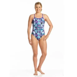 Amanzi - Purple Plaid Ladies One Piece Swimsuit -Swim Wave Shop amanzi purple plaid ladies one piece swimsuit 3